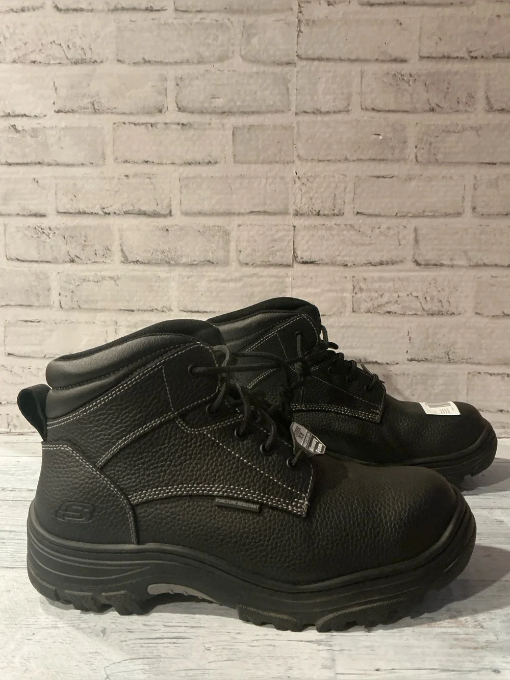 Sketchers Men’s 11.5W Burgin Tarlac Leather Industrial Steel Toe Boot-Black